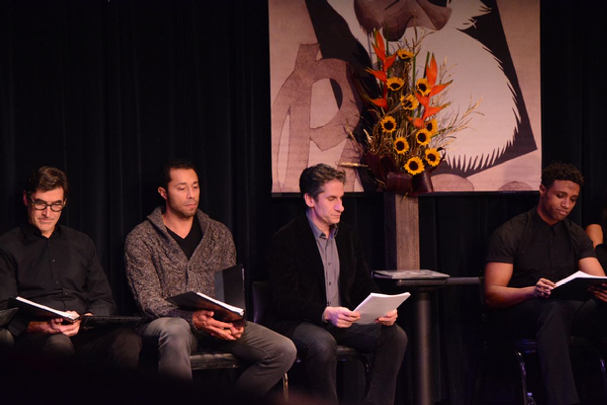 Jonathan Hadley, William Demeritt, Seth Rudetsky and L. Steven Taylor at 