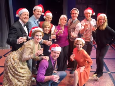 Producer Riki Kane Larimer and company toast to the 300th perfromance of CAGNEY
 Photo