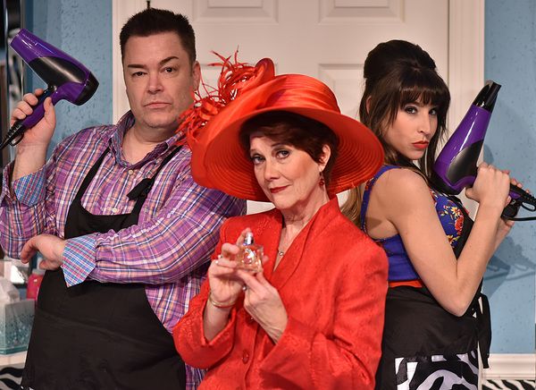 Suspected of murdering an old lady above the salon are (from left) Tony Whitcomb (Dan Photo