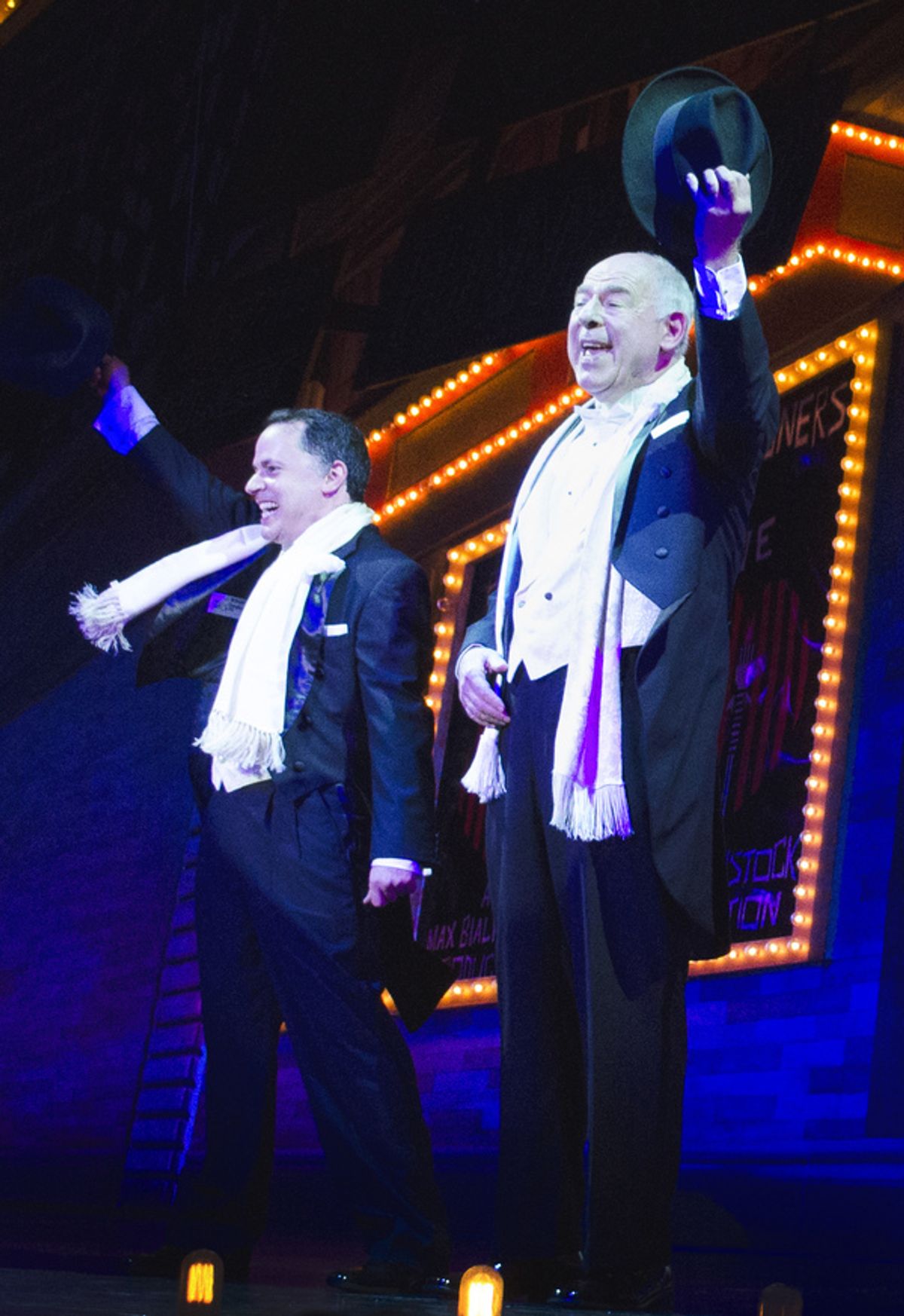 Mark Price and Lenny Wolpe star in the blockbuster Mel Brooks musical The Producers, onstage through January 29 at the Maltz Jupiter Theatre. Photo by Jeffrey Barry.  at 