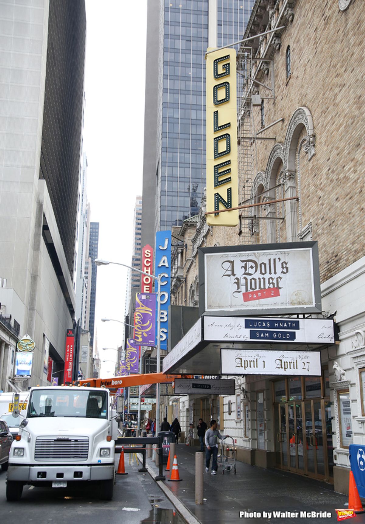 Theatre Marquee installation for 'A Dolls House Part 2'  starring Laurie Metcalf, Jayne Houdyshell, Chris Cooper and Condola Rashad at John Golden Theatre on January 12, 2017 in New York City.  at 
