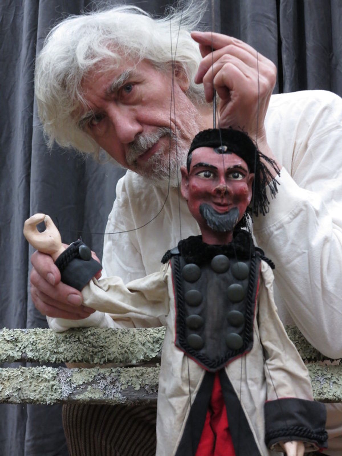 Vit Horejs and Charcoal Burner puppet from 'Three Golden Hairs of Grandfather Wisdom.' Photo by Jonathan Slaff. at 