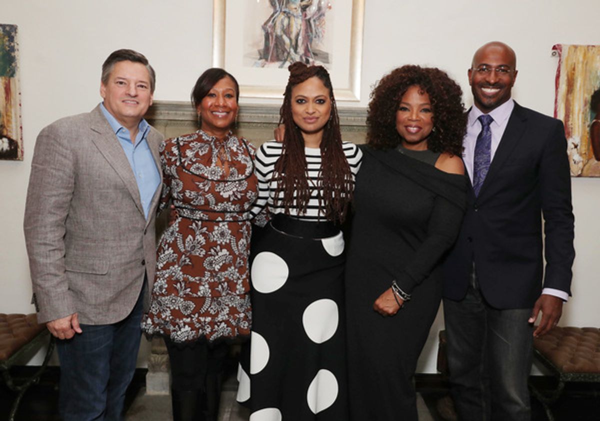 Ted Sarandos, Nicole Avant, Ava DuVernay, Oprah Winfrey and Van Jones at 