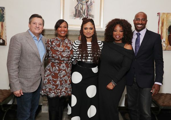 Ted Sarandos, Nicole Avant, Ava DuVernay, Oprah Winfrey and Van Jones Photo