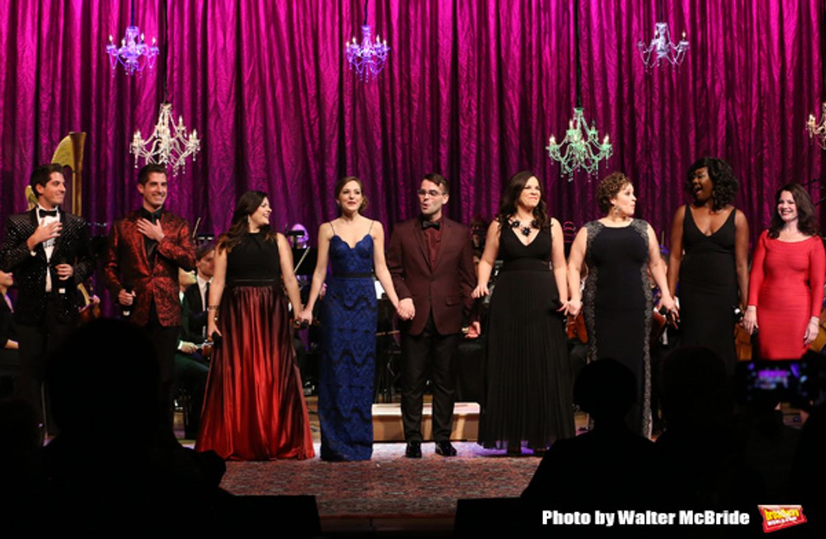 Will and Anthony Nunziata, Bayla Whitten, Laura Osnes, Luke S. Frazier, Lindsay Mendez, Lucia Spina, Amber Iman and Fran Drescher at 