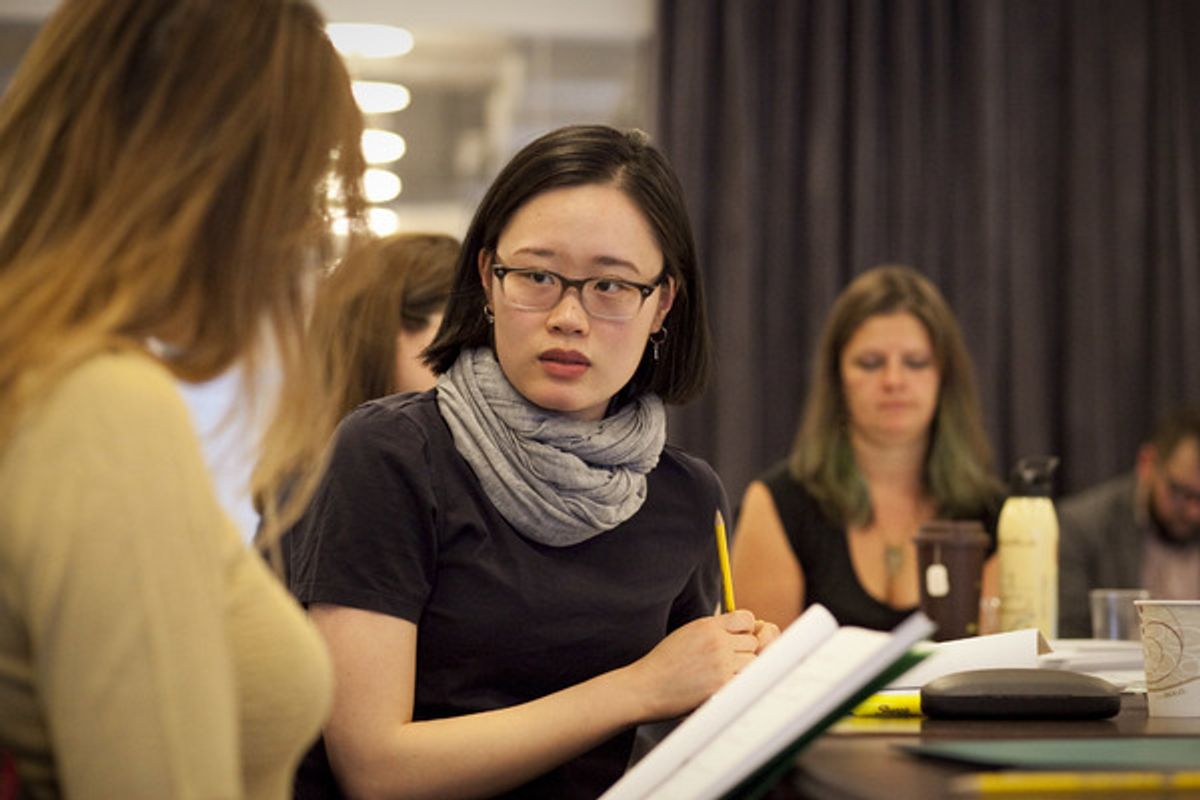 Actress Michele Selene Ang and the company of BULL IN A CHINA SHOP at 