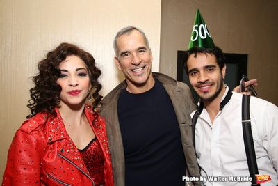 Ana VillafaÃ±e with director Jerry Mitchell and Ektor Rivera  Photo