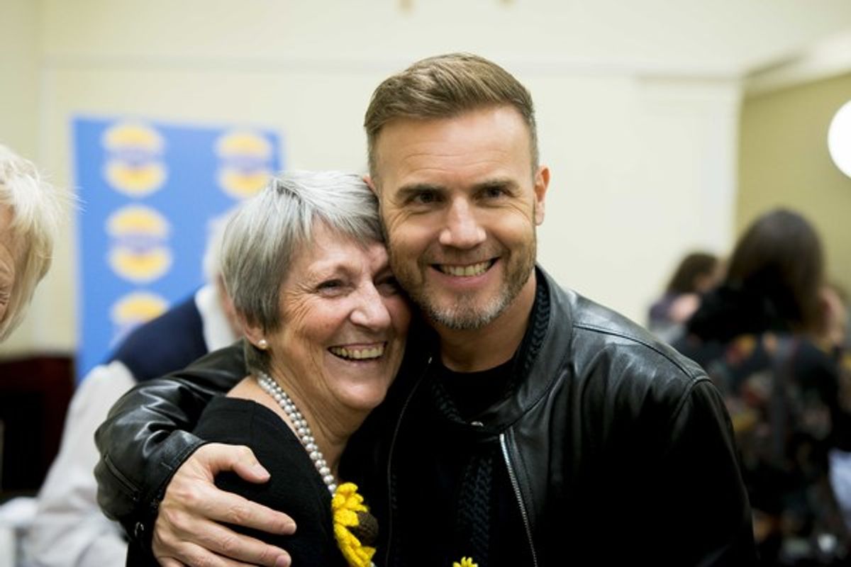 Original Calendar Girl Angela Baker with Gary Barlow at 