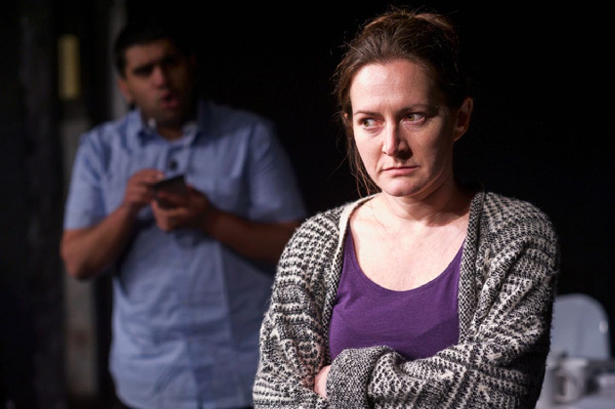 Harpal Hayer and Victoria Porter in Gazing At A Distant Star by Sian Rowland, Greenwich Theatre - photo by Warren King Photography at World Premiere of GAZING AT A DISTANT STAR Launches New Greenwich Theatre Studio
