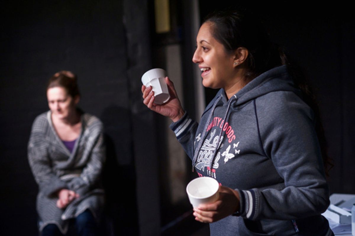 Victoria Porter and Serin Ibrahim in Gazing At A Distant Star by Sian Rowland, Greenwich Theatre - photo by Warren King Photography at 
