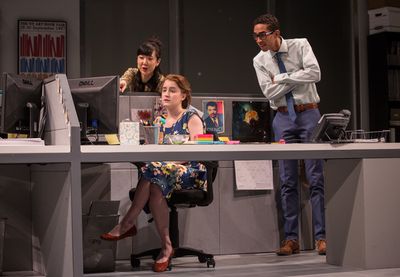 Jennifer Kim (Kendra), Catherine Combs (Ani), and Kyle Beltran (Miles) Photo