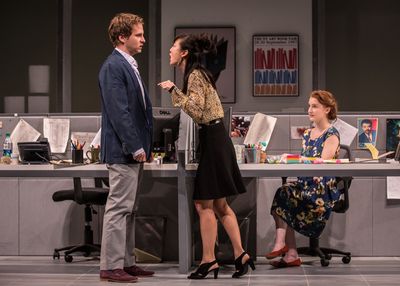 Ryan Spahn (Dean), Jennifer Kim (Kendra), and Catherine Combs (Ani)  Photo
