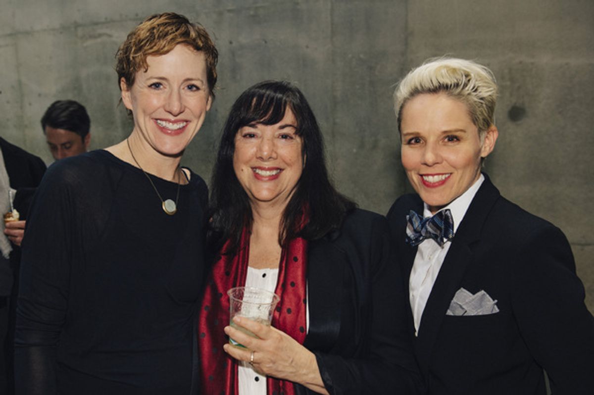 Sarah Jane Agnew (Sarah Weddington), playwright Lisa Loomer and Sara Bruner (Norma McCorvey)  at 