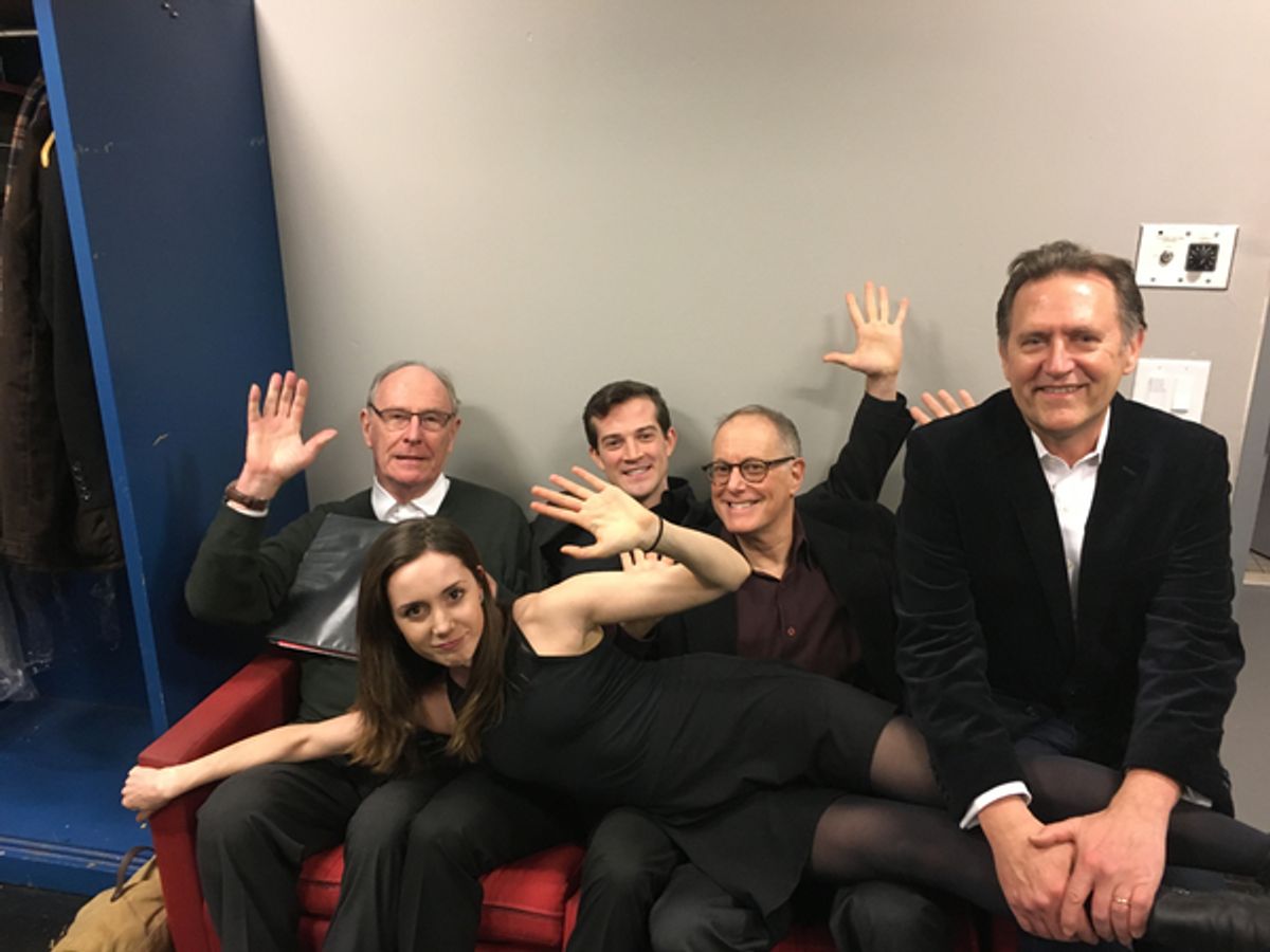 Paxton Whitehead, A. J. Shively, Bill Kux, Victor Slezak, and Talene Monahon at 