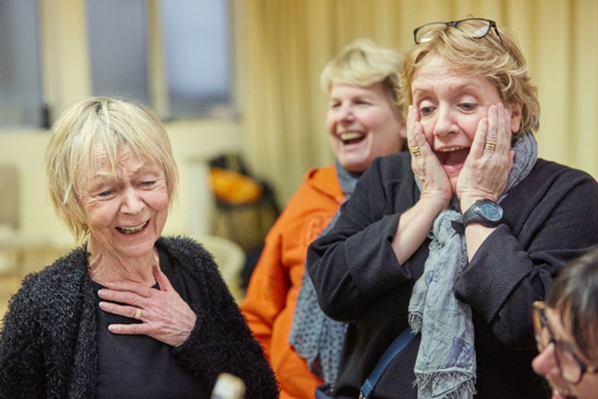 Sheila Reid, Sandi Toksvig, and Joanna Monro at 