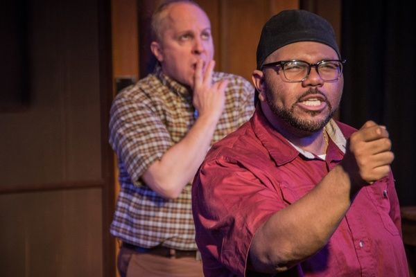 (left to right) Jeff Priskorn, Jonathan Jones in Popcorn Falls at Theatre NOVA
 Photo