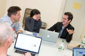 Greg Anthony Rassen, Lindsey Hope Pearlman and Andy Blankenbuehler Photo