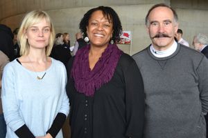 (L to R) Hannah Yelland (Valerie Plame), Aakhu TuahNera Freeman (Elaine) and Lawrence Redmond (Joseph Wilson) at the first rehearsal of Intelligence, running February 24-April 9, 2017 at Arena Stage at the Mead Center for American Theater. Photo courtesy @ BroadwayWorld (L to R) Hannah Yelland (Valerie Plame), Aakhu TuahNera Freeman (Elaine) and Lawrence Photo