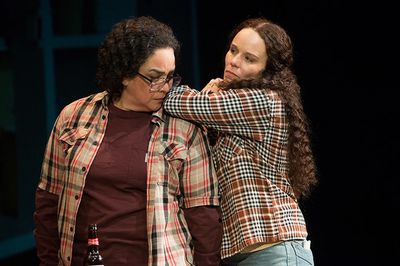 (L to R) Catherine Castellanos (as Connie Gonzalez) and Sara Bruner (as Norma McCorve Photo