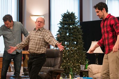 Madison Dirks (Jake), ensemble member Alan Wilder (Ed) and Ryan Hallahan (Drew)  Photo