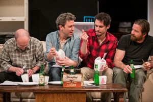 Ensemble member Alan Wilder (Abe), Madison Dirks (Jake), Ryan Hallahan (Drew) and Brian Slaten (Matt) @ BroadwayWorld Ensemble member Alan Wilder (Abe), Madison Dirks (Jake), Ryan Hallahan (Drew) and Bri Photo