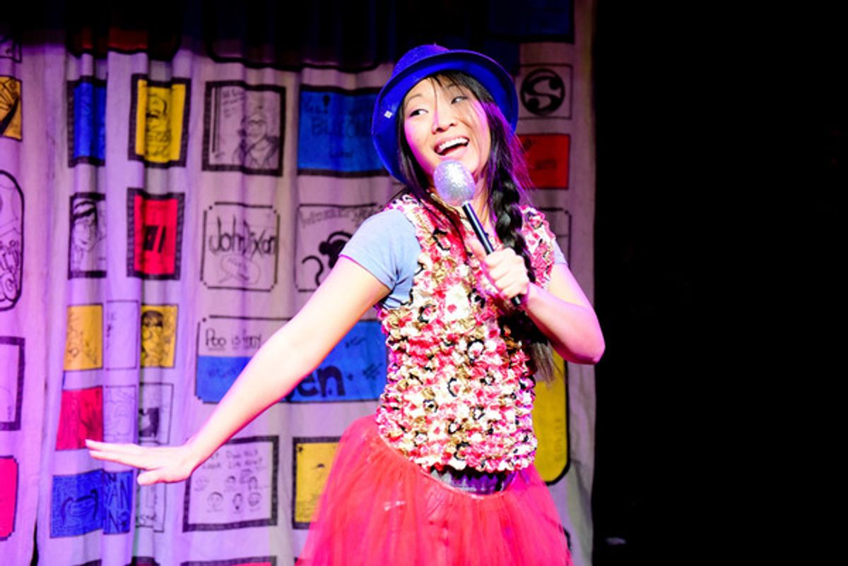  (pictured) Barrel of Monkeys company member Deanna Myers performs â€"Dear Governmentâ€ in THATâ€™S WEIRD, GRANDMA: Revenge of the Winter Matinees, directed by Brandon Cloyd. Photo by Evan Hanover. at 