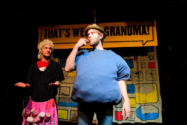 (left to right) Barrel of Monkeys company members Nick Hart and Spencer Meeks perform Photo