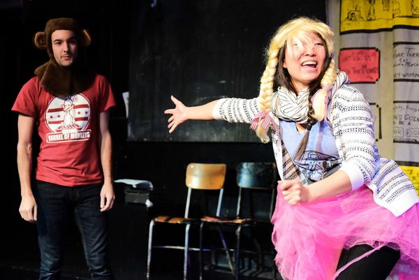 (left to right) Barrel of Monkeys company members Nick Hart and Deanna Myers perform  Photo