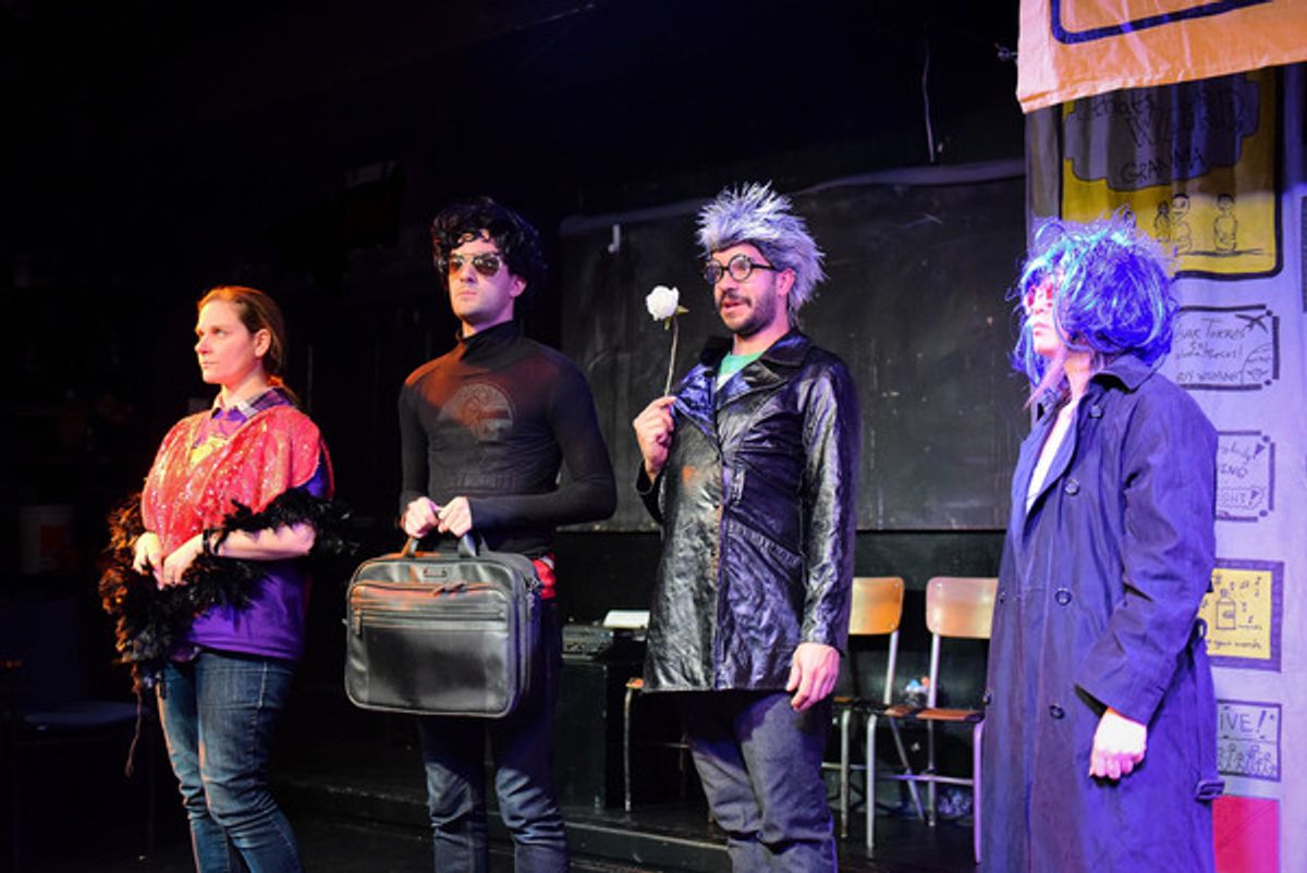 (pictured) Barrel of Monkeys company members Kate Staiger, Nick Hart, Brandon Cloyd and Deanna Myers perform â€"Lady Spyâ€ in THATâ€™S WEIRD, GRANDMA. Photo by Evan Hanover. at 