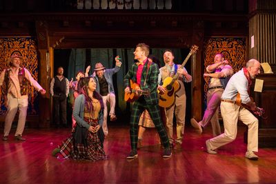The cast of Folger Theatre''s production of Shakespeare''s AS YOU LIKE IT in exuberan Photo