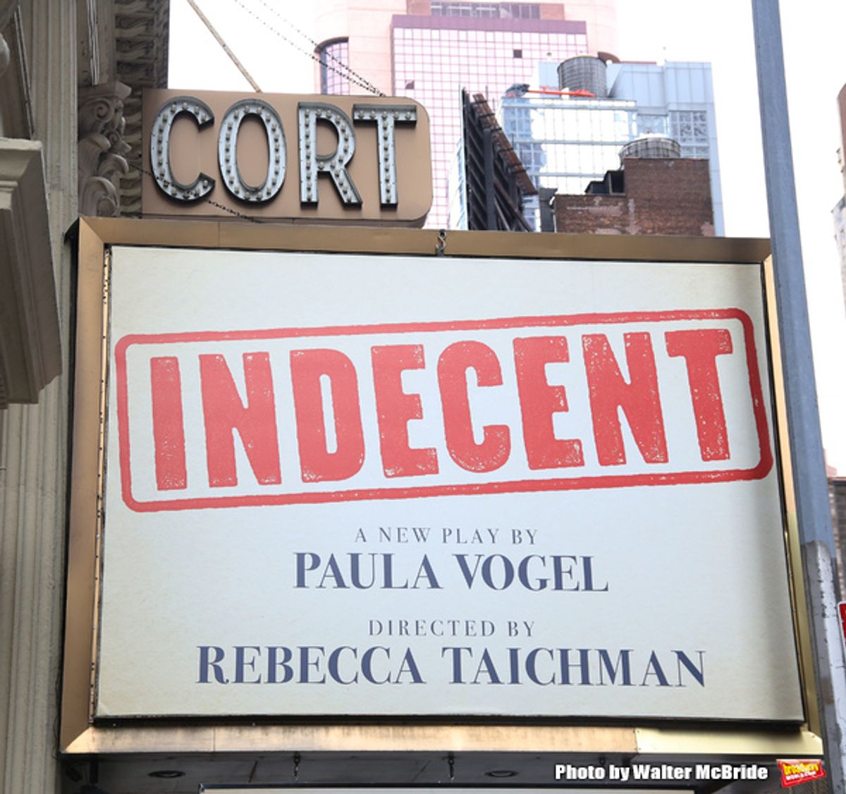 Theatre Marquee unveiling for 'Indecent', a new play from Pulitzer Prize winner Paula Vogel at the Cort Theatre on January 27, 2017 in New York City.
 at 
