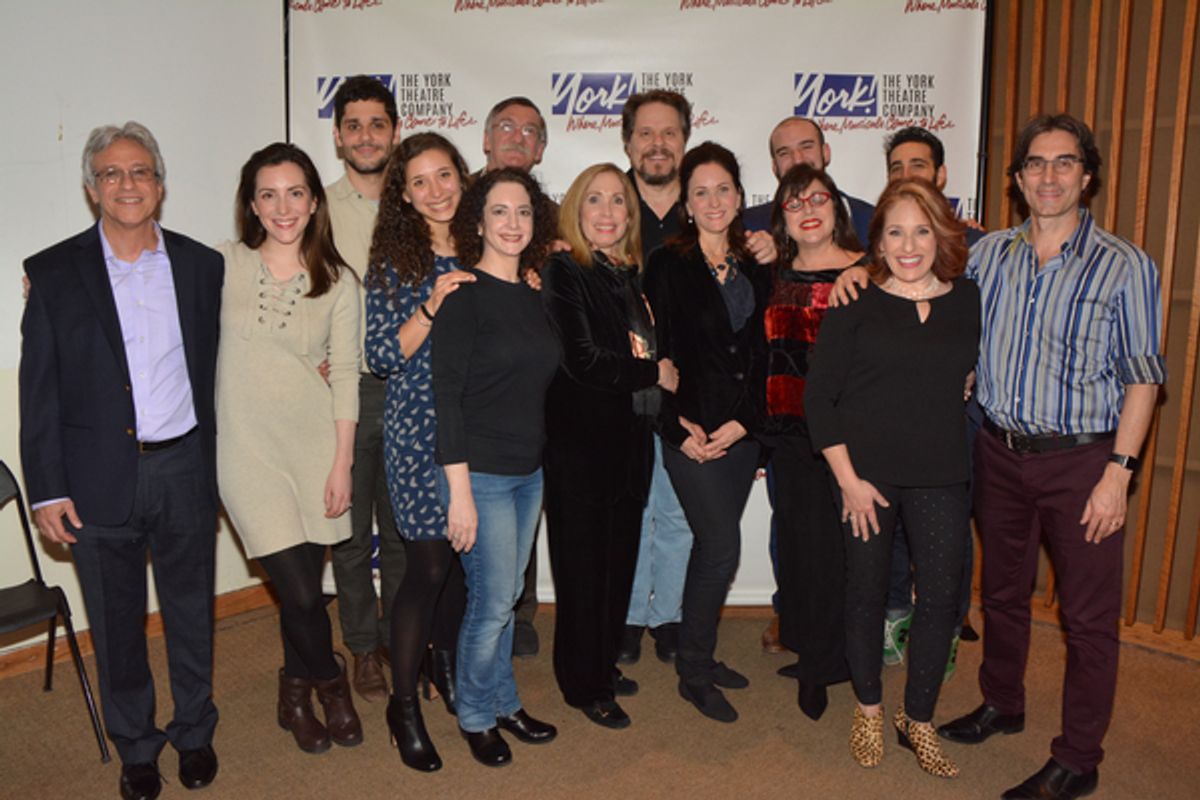 Abby Goldfarb, John Little, Joanne Lessner, Alix Korey, Mark Delavan, Anne Ruolfsson, Joy Hermalyn, Ari Axelrod and Jacob Heimer are joined by Michael Unger (Director) and Jeffrey Saver (Musical Director) at 