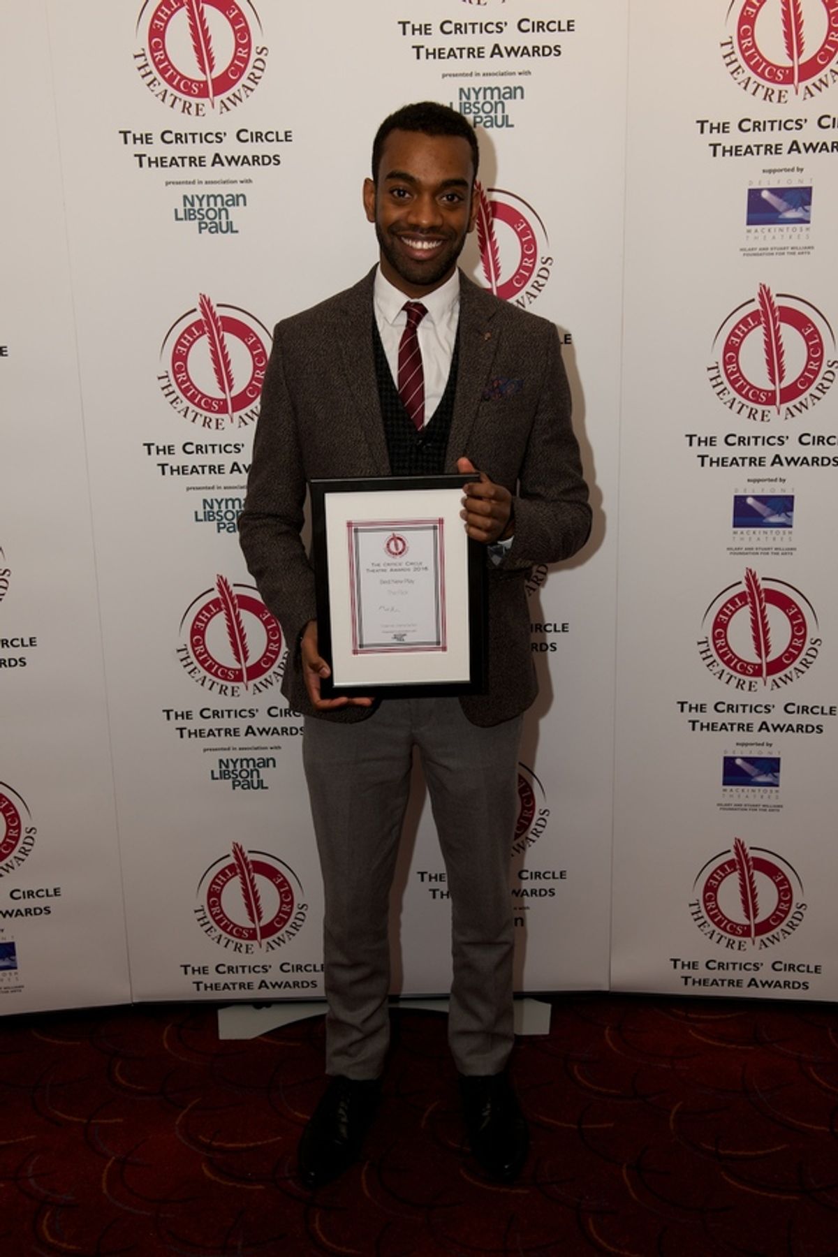 Jaygann Ayeh at Anthony Boyle, John Tiffany, Billie Piper and More at the Critics' Circle Theatre Awards 2016