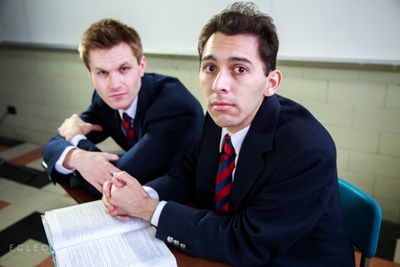 Rudge (Derek Herman) and Posner (Joshua Servantez). Photo