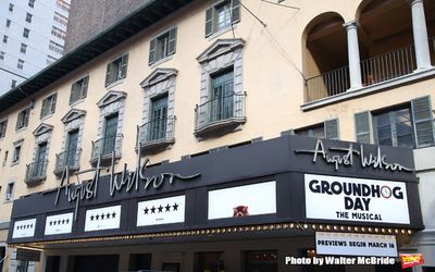 Theatre Marquee for "Groundhog Day'' during the opening day box office at The August  Photo
