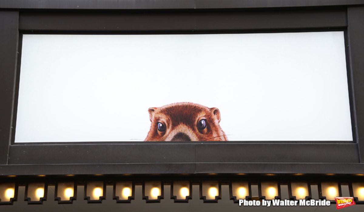 Theatre Marquee for 'Groundhog Day'' during the opening day box office at The August Wilson Theatre on February 2, 2017 in New York City.
 at 