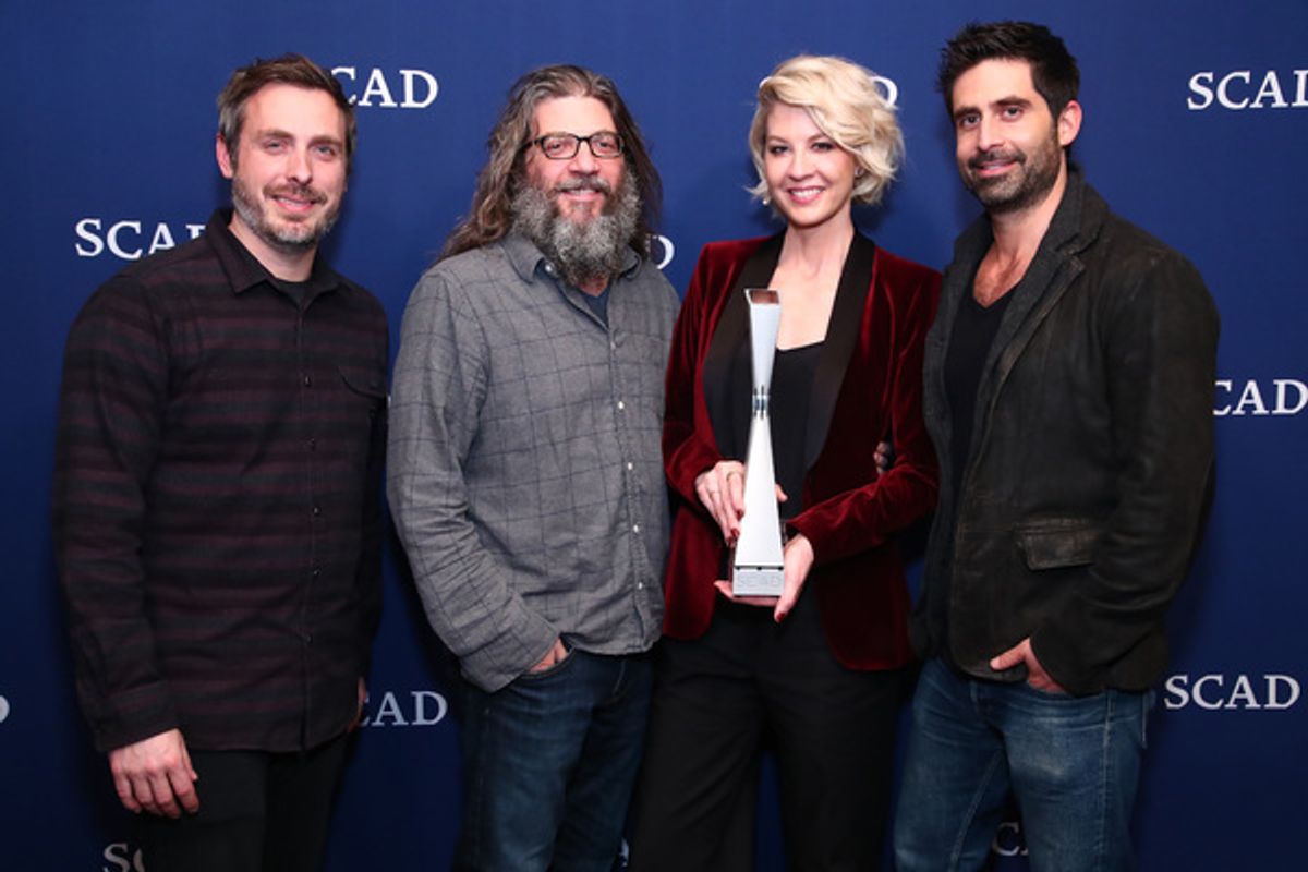 ATLANTA, GA - FEBRUARY 03: (L-R)  Co-creator, executive producer Patrick Osborne, Writer David Guarascio, actors Jenna Elfman and Stephen Schneider attend during Jenna Elfman's Spotlight Award Photo Opp on Day Two of aTVfest 2017 presented by SCAD at SCAD at 
