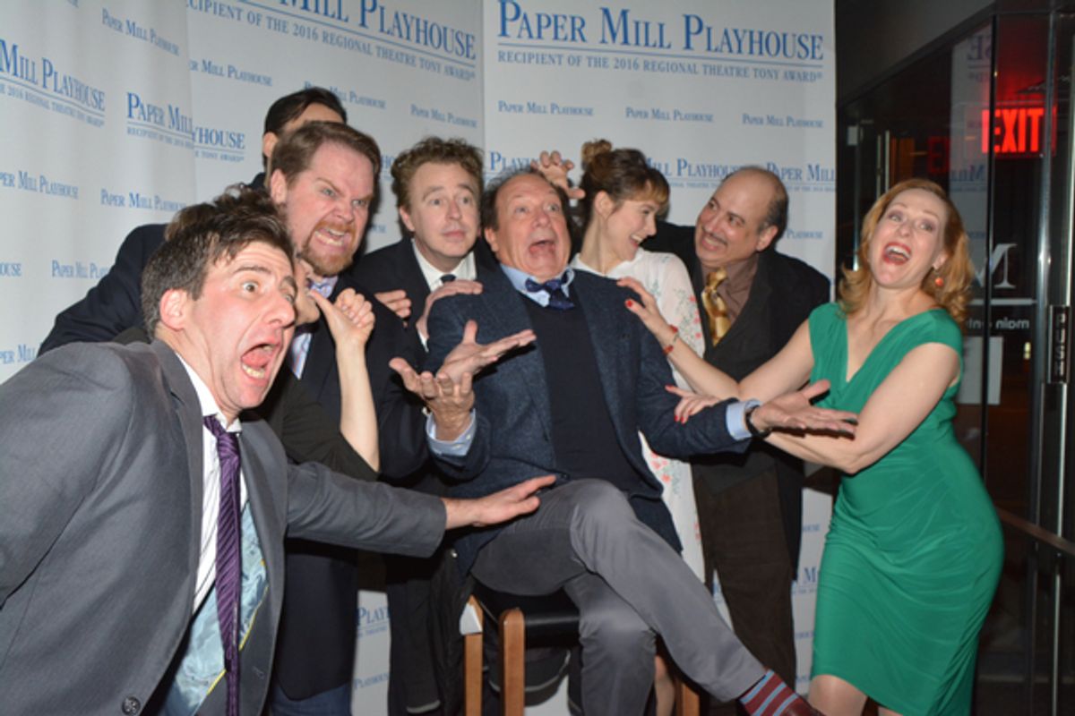 Don Stephenson and Ken Ludwig with the cast-David Josefsberg, Judy Bazer, John Treacy Egan, Ryan Silverman, Jill Paice, Michael Kostroff and Donna English at 