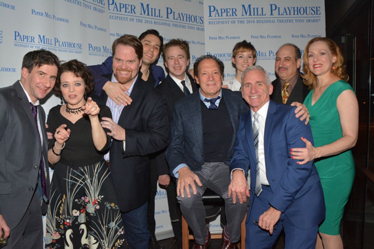 Don Stephenson, Ken Ludwig, Mark S. Hoebee with the cast David Josefsberg, Judy Bazer, John Treacy Egan, Ryan Silverman, Jill Paice, Michael Kostroff and Donna English at 
