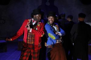 (L to R) Denzel Tsopnang as Mr. Bones and Mark J.P. Hood as Mr Tambo in Porchlight Music Theatre’s The Scottsboro Boys @ BroadwayWorld (L to R) Denzel Tsopnang as Mr. Bones and Mark J.P. Hood as Mr Tambo in Porchlight Mu Photo