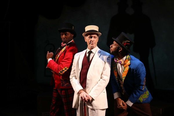 (L to R) Denzel Tsopnang as Mr. Bones, Larry Yando as The Interlocutor and Mark J.P.  Photo