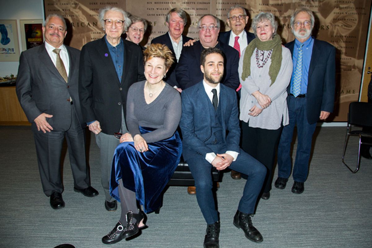 Elliot Brown, Sheldon Harnick, Maury Yeston, Lisa Kron, Andre Bishop, Richard Terrano, Daniel Zaitchik, Richard Maltby Jr, Sarah Douglas, John Weidman at 
