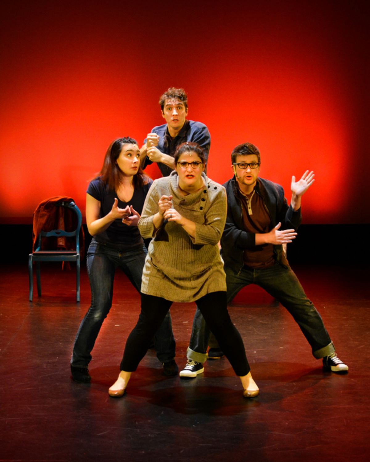 [insert clever caption] - Myriah Riedel as Heidi, Garrett Dill as Jeff, Jasmine Joshua as Susan, Adam Minton as Hunter at 