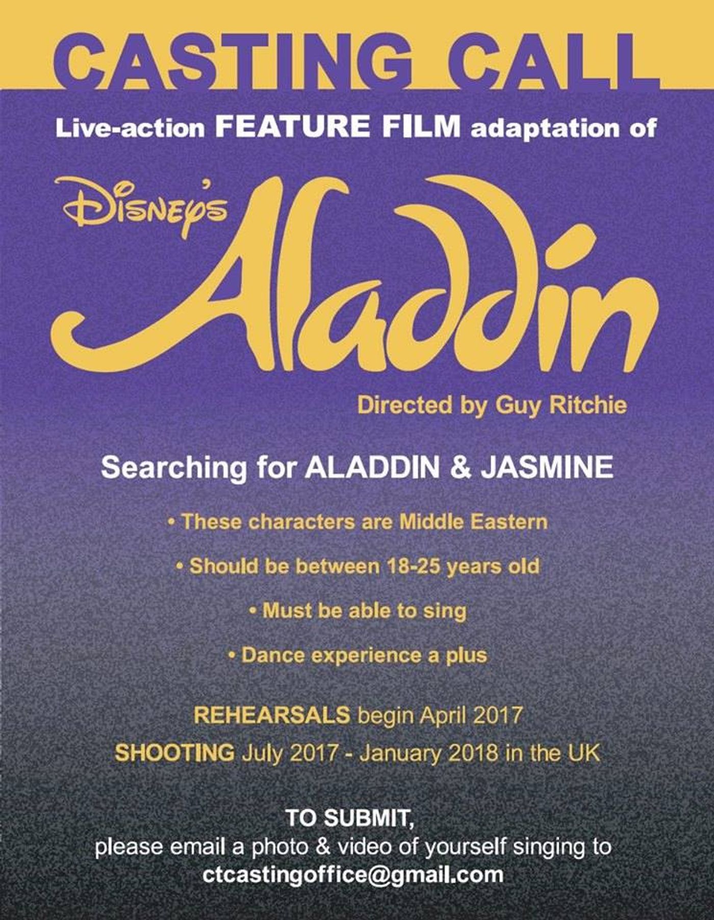 Wanna Go to Agrabah? Casting Underway for Live-Action ALADDIN Movie!  Image