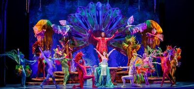 Ariel (Diana Huey), Sebastian (Melvin Abston), and the cast of The Little Mermaid Photo
