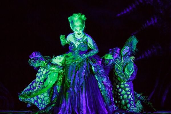 Flotsam (Brandon Roach ), Ursula (Jennifer Allen), and Jetsam (Frederick Hagreen) Photo