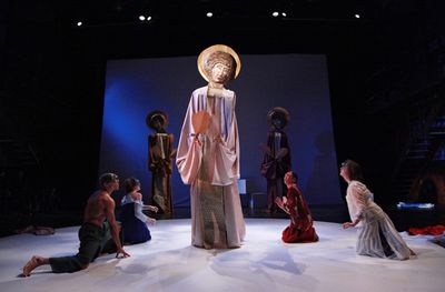 Gabriel Portuondo as Earth, Margi Sharp Douglas as Water, Erika Iverson as Air, Gilbe Photo