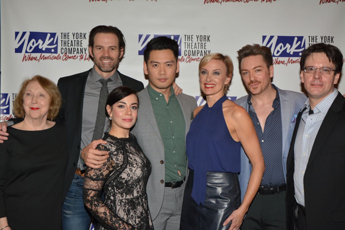 Pamela Hunt (Director) and Eric Svejcar (Musical Director) with the cast-Michael Halling, Meghan Picerno, Karl Joseph Co, Rachel de Benedet and Brian Charles Rooney at 