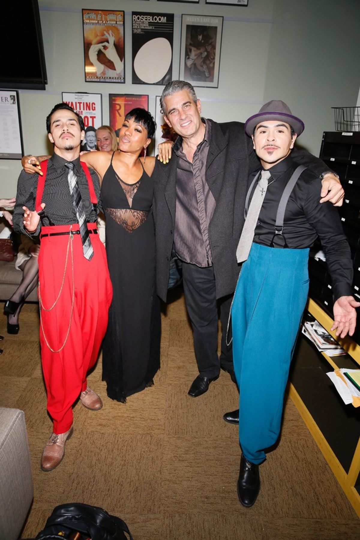 Cast member Michael Naydoe Pinedo, assistant choreographer Reina Hidalgo and cast members Richard Steinmetz and Gilbert Saldivar at 