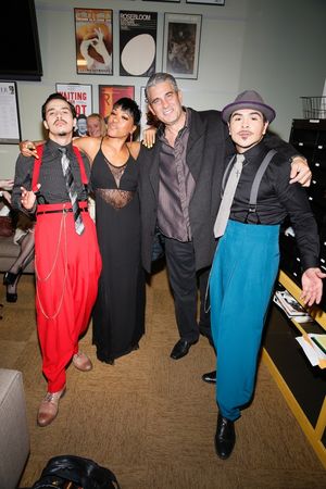 Cast member Michael Naydoe Pinedo, assistant choreographer Reina Hidalgo and cast members Richard Steinmetz and Gilbert Saldivar @ BroadwayWorld Cast member Michael Naydoe Pinedo, assistant choreographer Reina Hidalgo and cast mem Photo